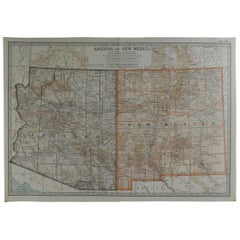 Original Antique Map of Arizona & New Mexico, circa 1890