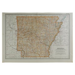 Original Antique Map of Arkansas, circa 1890
