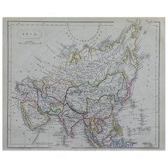 Original Antique Map of Asia by Becker, circa 1840