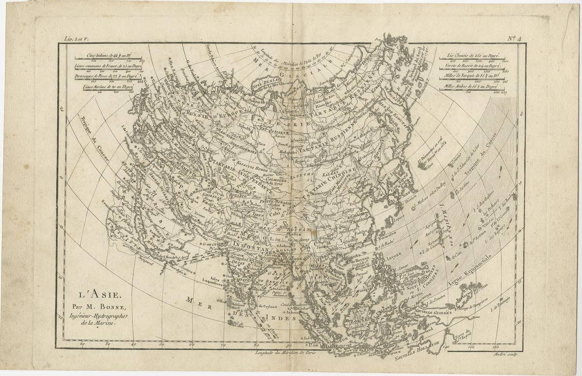 Original Antique Map of Asia