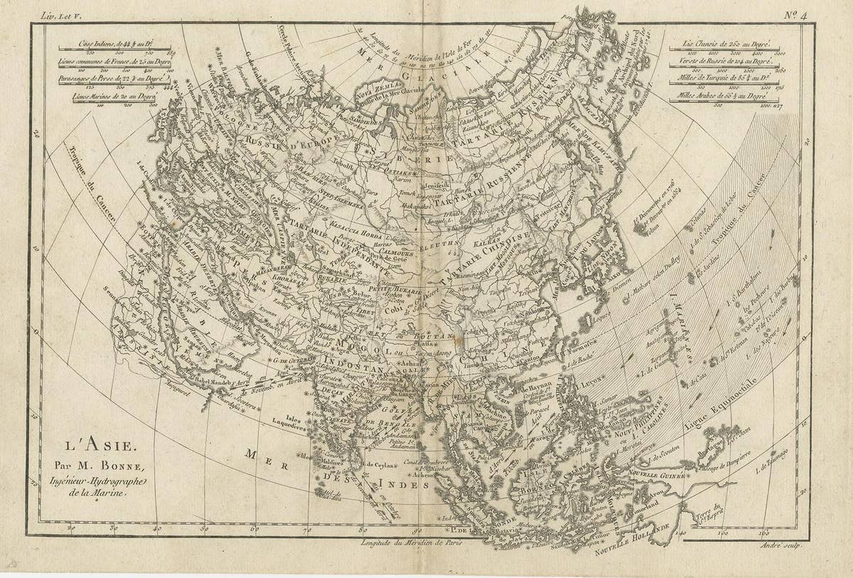 Original Antique Map of Asia