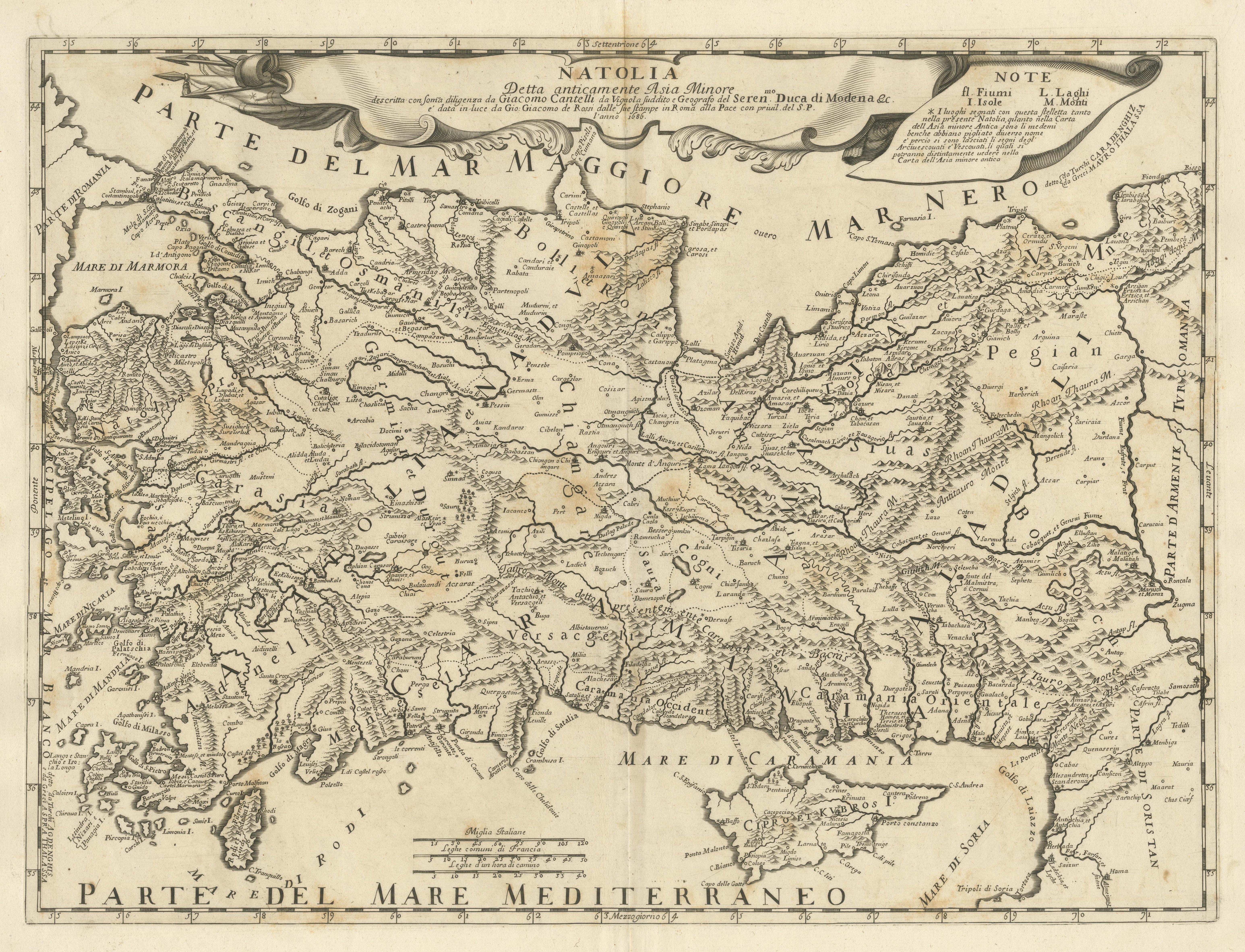 Carte italienne ancienne d'Asie mineure et des régions voisines État moyen - En vente à Langweer, NL
