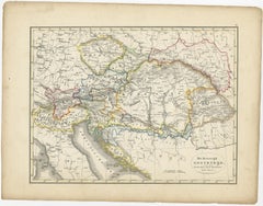 Original Antique Map of Austria from an Old Dutch School Atlas, 1852