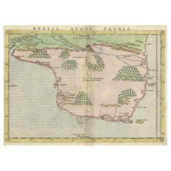 Mappa antica originale del Brasile, pubblicata nel XVI secolo, 1561