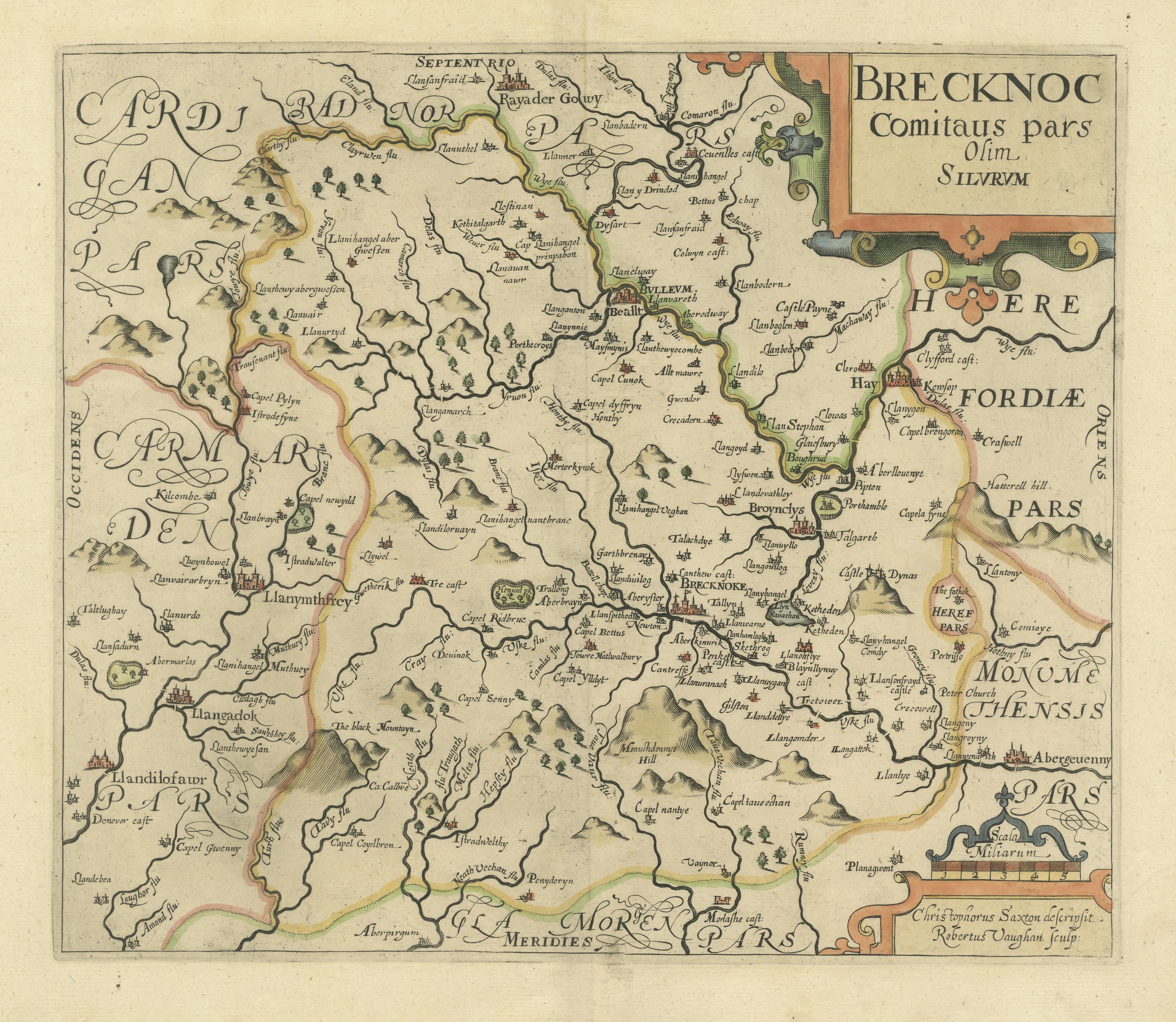 Antike Karte von Brecknockshire, Wales im Zustand „Gut“ im Angebot in Langweer, NL