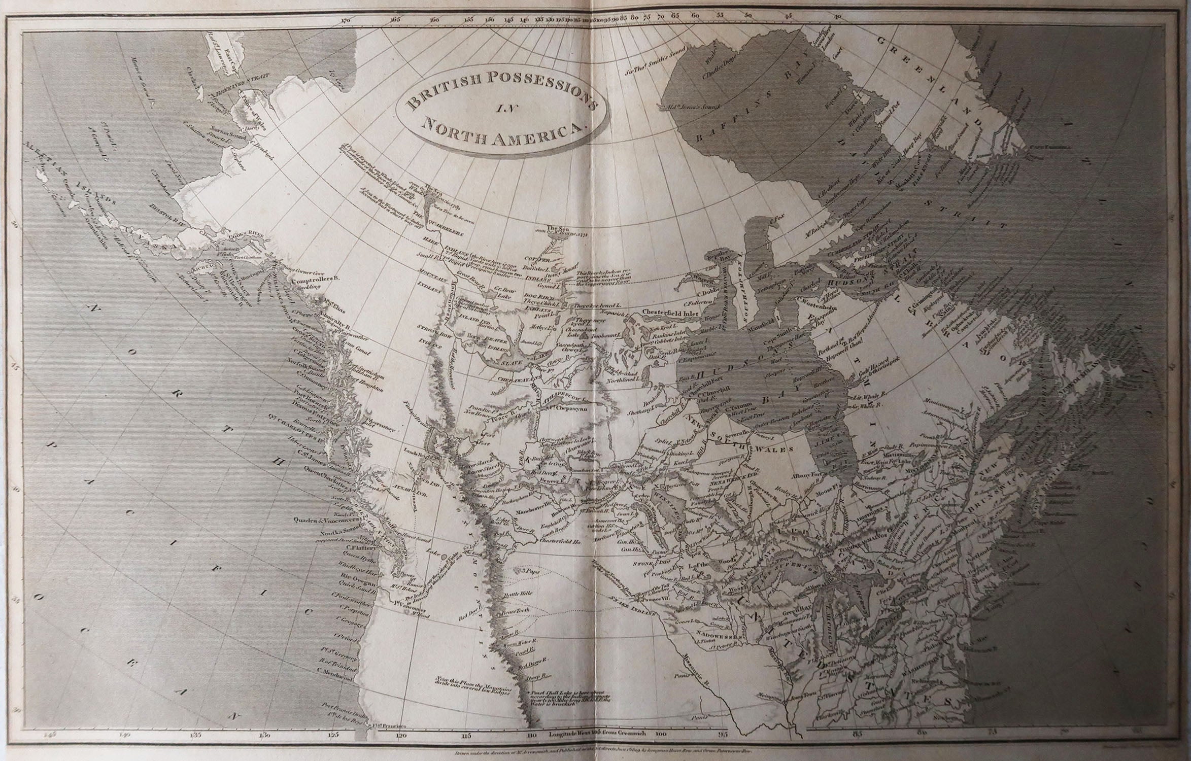 Originale antike Karte Kanadas, Pfeilerschmied, 1820