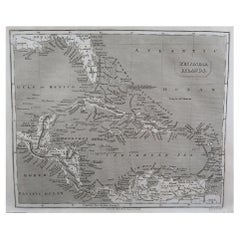 Original Antique Map of Central America And Florida By Thomas Clerk, 1817