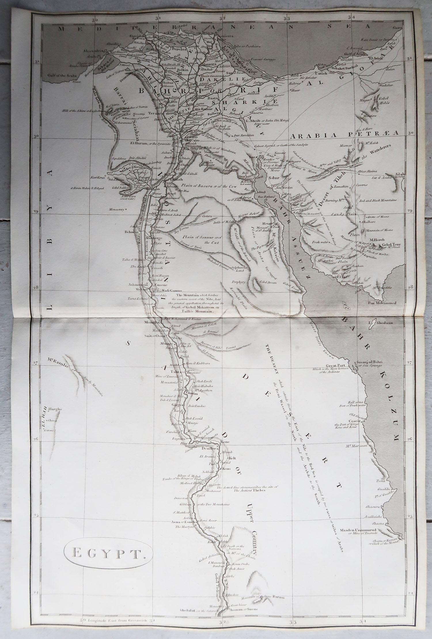 English Original Antique Map of Egypt, Arrowsmith, 1820