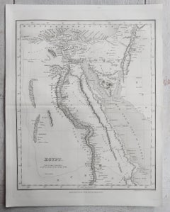 Mappa antica originale dell'Egitto di J.Dower. Non incorniciato, circa 1835