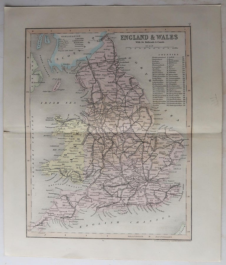 Original Antique Map of England and Wales by J.Archer, circa 1840 at ...