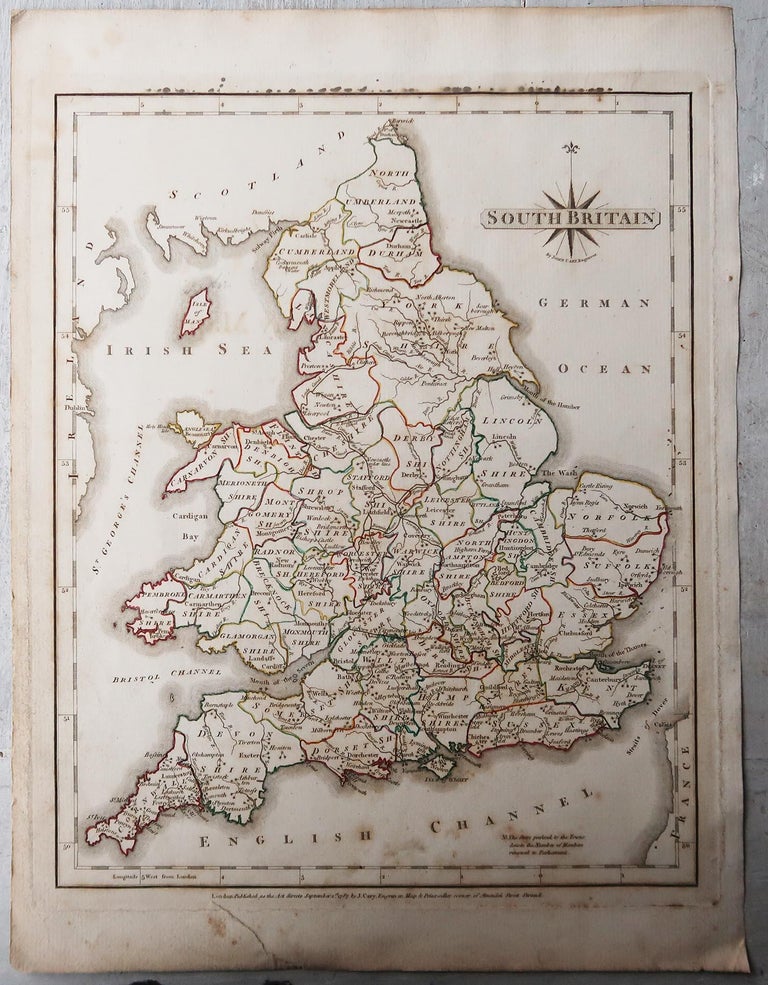 Original Antique Map of England and Wales by J.Cary. 1787 For Sale at ...