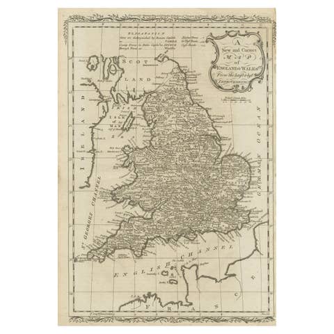 Original Antique Map of England and Wales