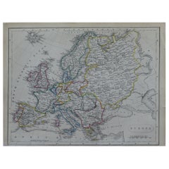 Original Antique Map of Europe by Becker, circa 1840