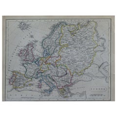 Original Antique Map of Europe by Becker, circa 1840
