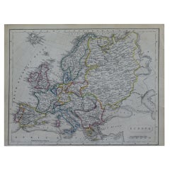 Original Antique Map of Europe by Becker, circa 1840