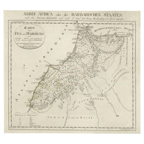 Original Antique Map of Fez and Morocco, 1799