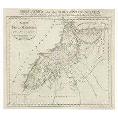 Original Antique Map of Fez and Morocco