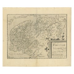 Mapa original antiguo de Frisia por Guicciardini, 1612