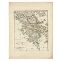 Original Antique Map of Greece, 1848