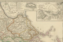 Original Antique Map of Greece and Epirus after the Persian Wars, Published 1880