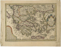 Original Antique Map of Greece and part of Turkey