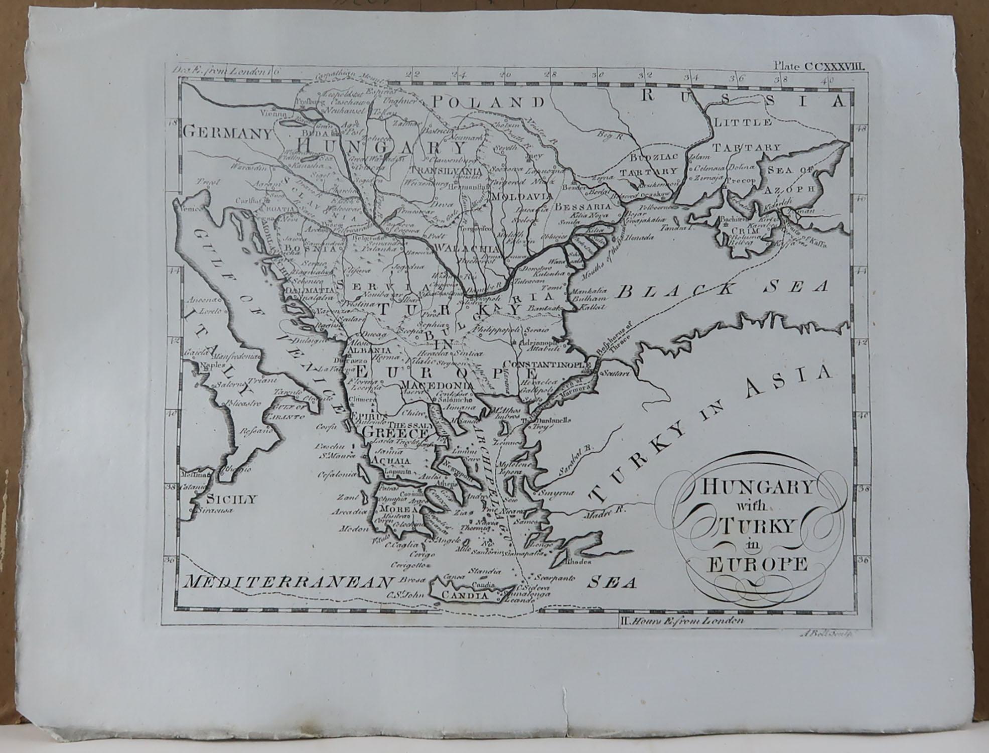 English Original Antique Map of Greece, circa 1790
