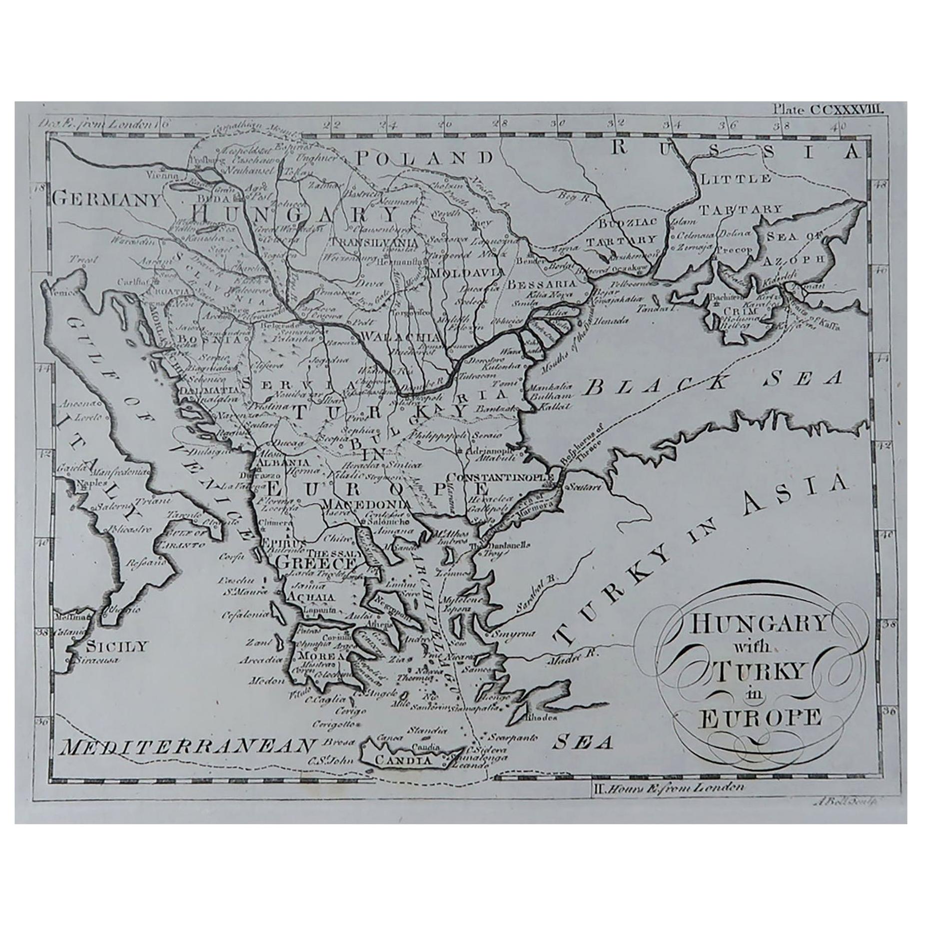 Original Antique Map of Greece, circa 1790