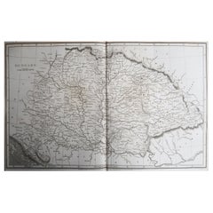 Carte ancienne originale de Hongrie, orfèvrerie, 1820