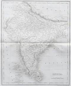 Original Antique Map of India by Dower, circa 1835
