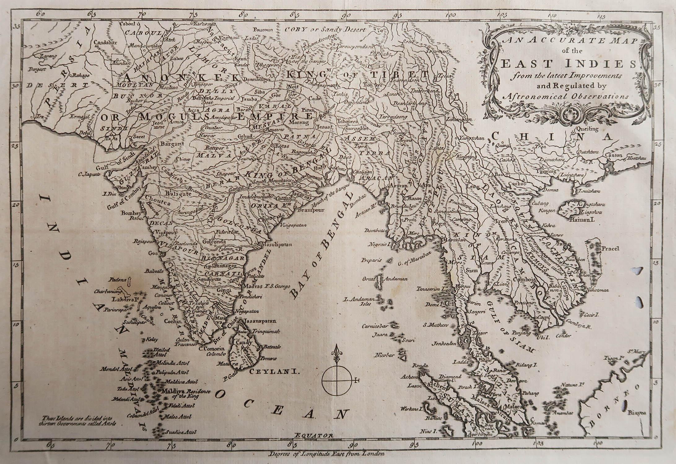 Original Antique Map of India. C.1780 For Sale at 1stDibs