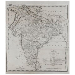 Original Antique Map of India, circa 1820