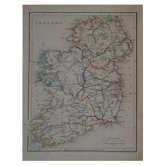 Original Antique Map of Ireland by Hughes, circa 1840