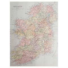 Original Antique Map of Ireland. Circa 1880