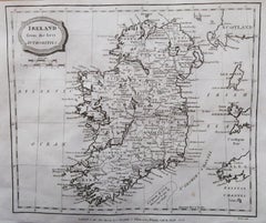 Original Antique Map of Ireland, Engraved by Barlow, Dated 1806