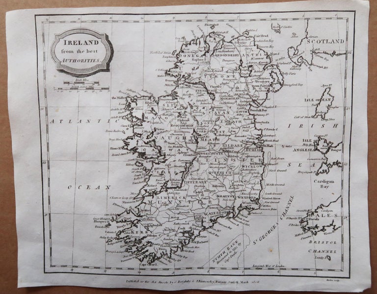 English Original Antique Map of Ireland, Engraved by Barlow, Dated 1806 For Sale