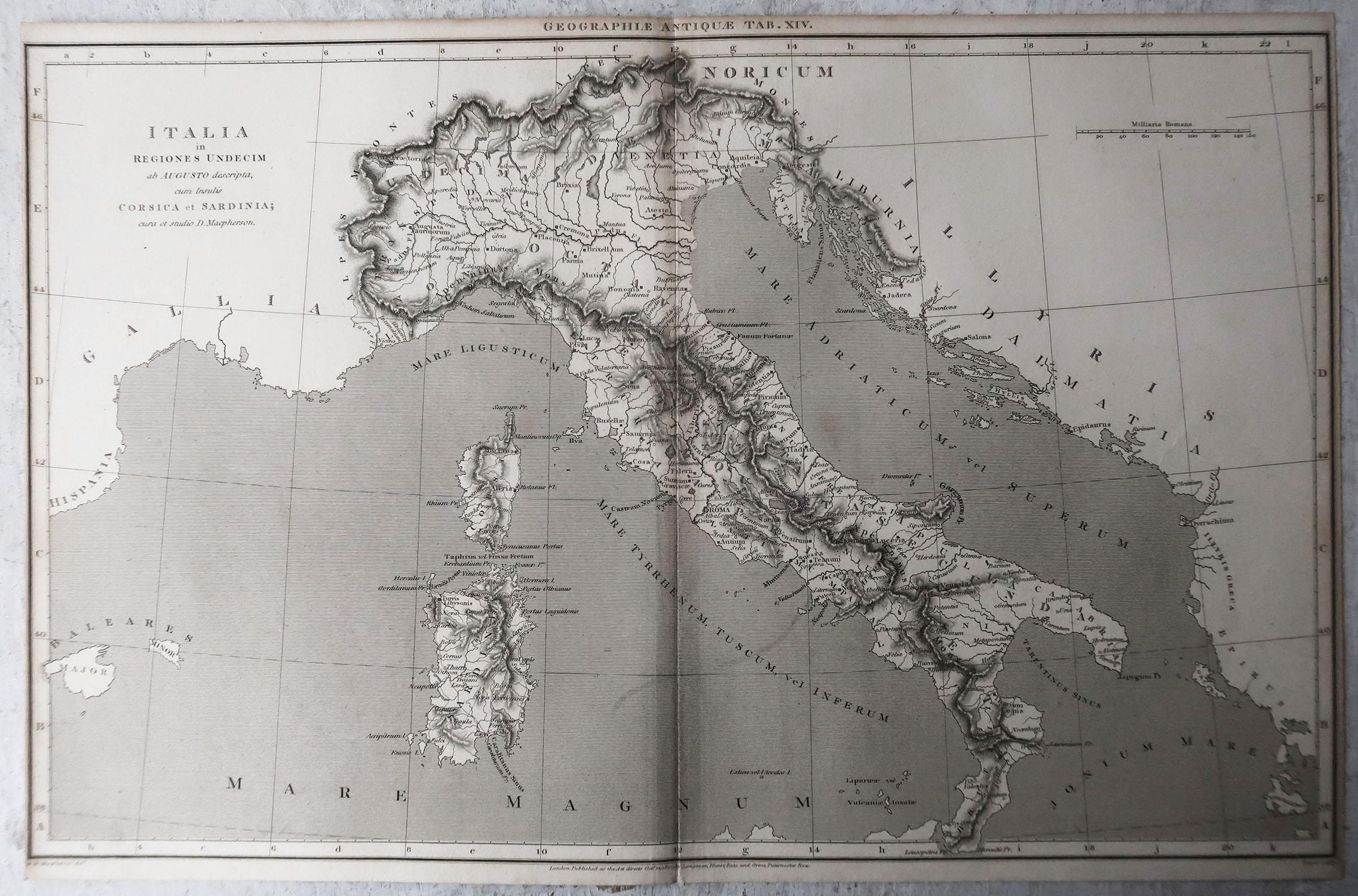 Other Original Antique Map of Italy. Arrowsmith. 1820 For Sale