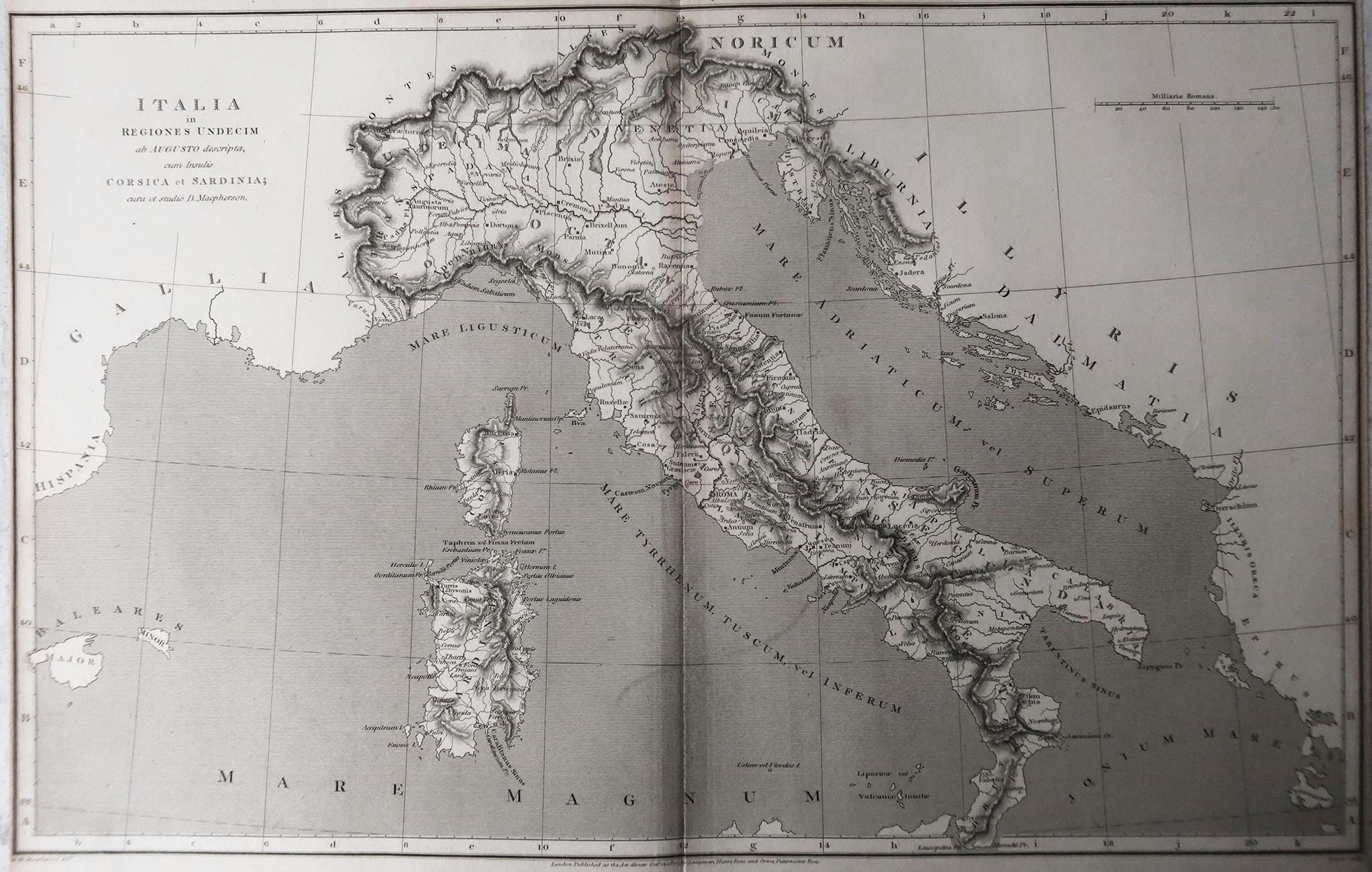 Carte originale et ancienne d'Italie. Arrowsmith. 1820