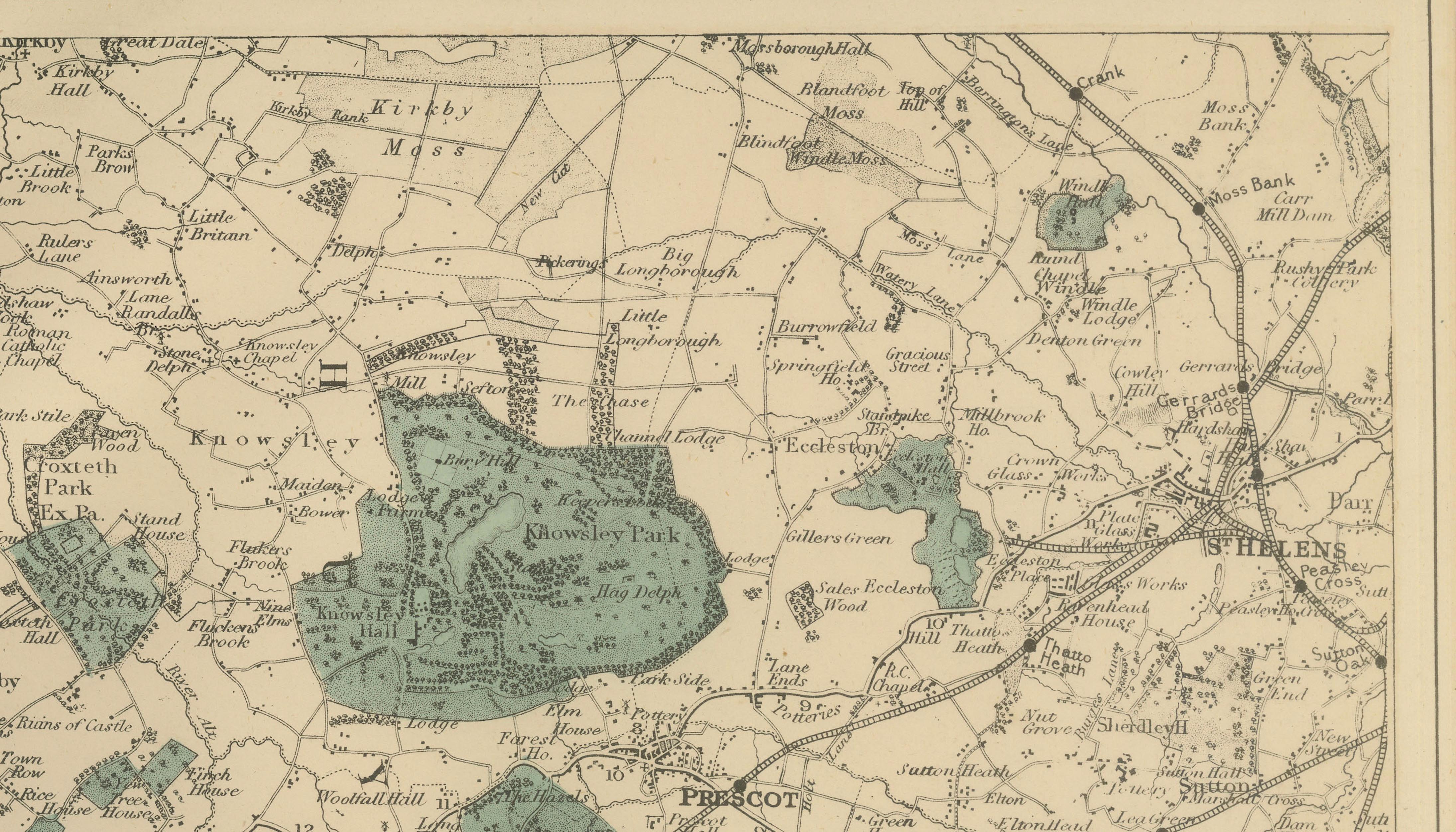 Original Antique Map of Liverpool and Environs, Victorian Mersey Atlas Map, 1885