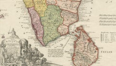 Original Antique Map of Malabar, Coromandel 'India' and Ceylon