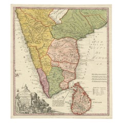 Original Antique Map of Malabar, Coromandel 'India' and Ceylon