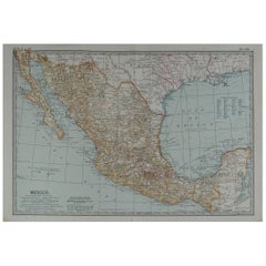 Original Antique Map of Mexico, circa 1890