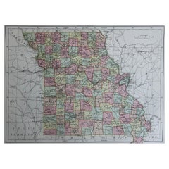 Original Antique Map of Missouri, 1889