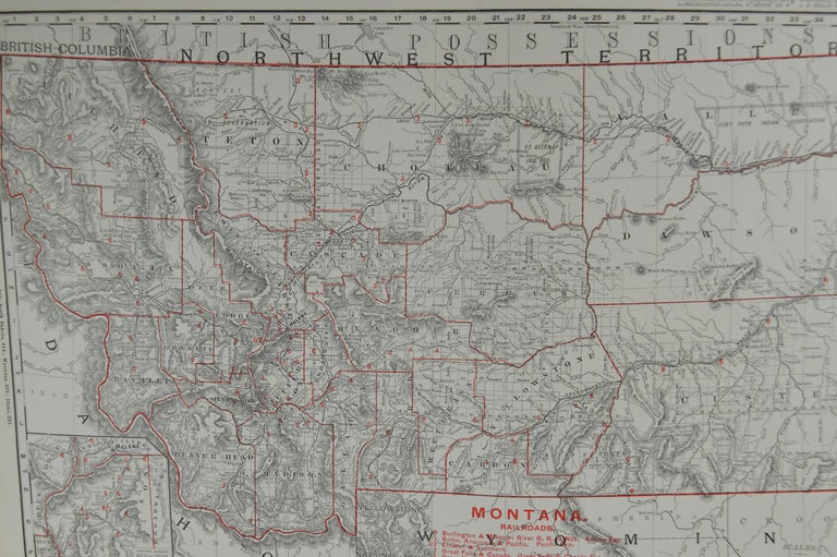 Original Antique Map of Montana by Rand McNally, circa 1900 at 1stDibs