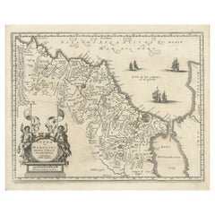 Original Antique Map of Morocco in Northern Africa with Decorative Cartouche