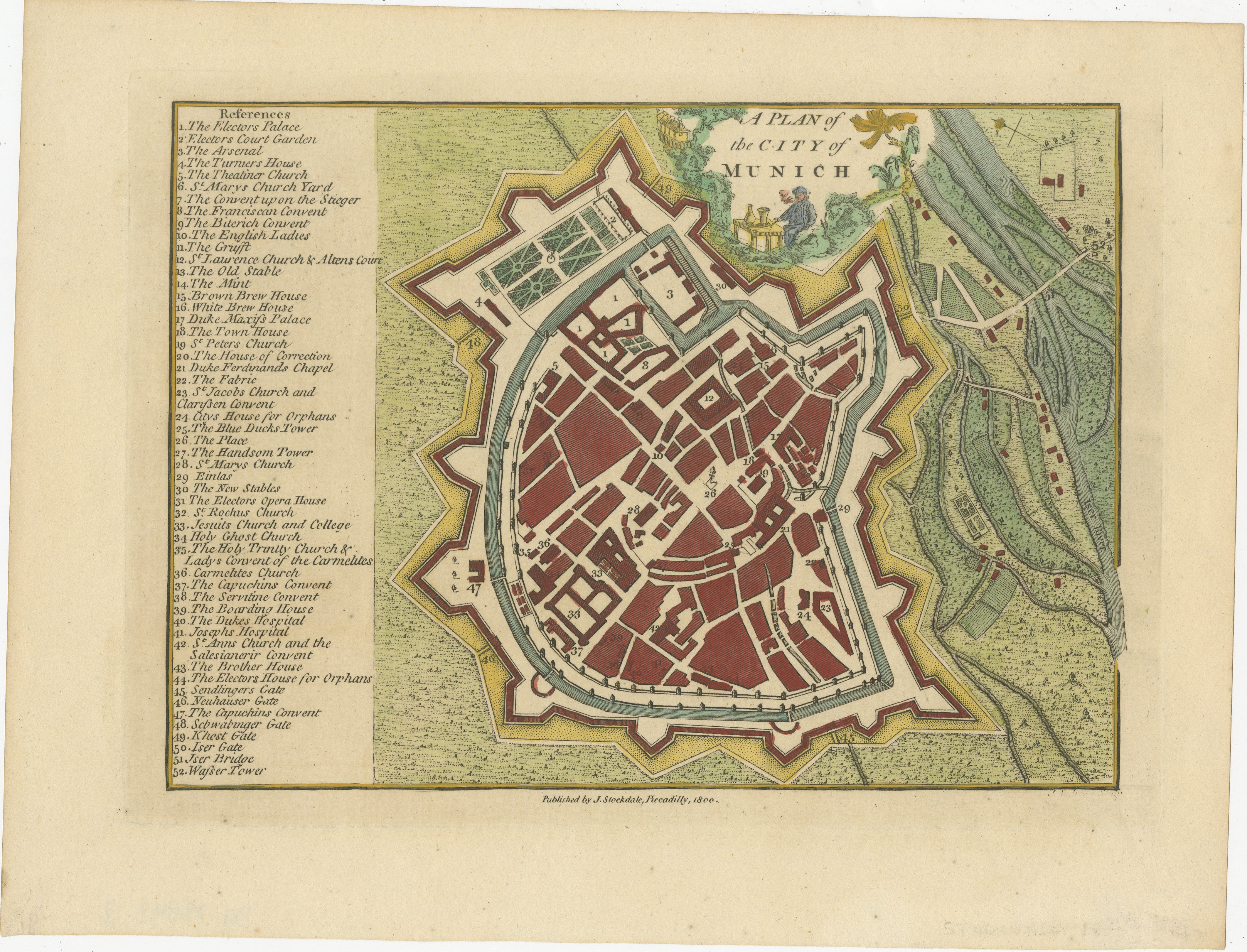 Título: Mapa antiguo de Munich, Alemania, por J. Stockdale, 1800

Este mapa antiguo, titulado 