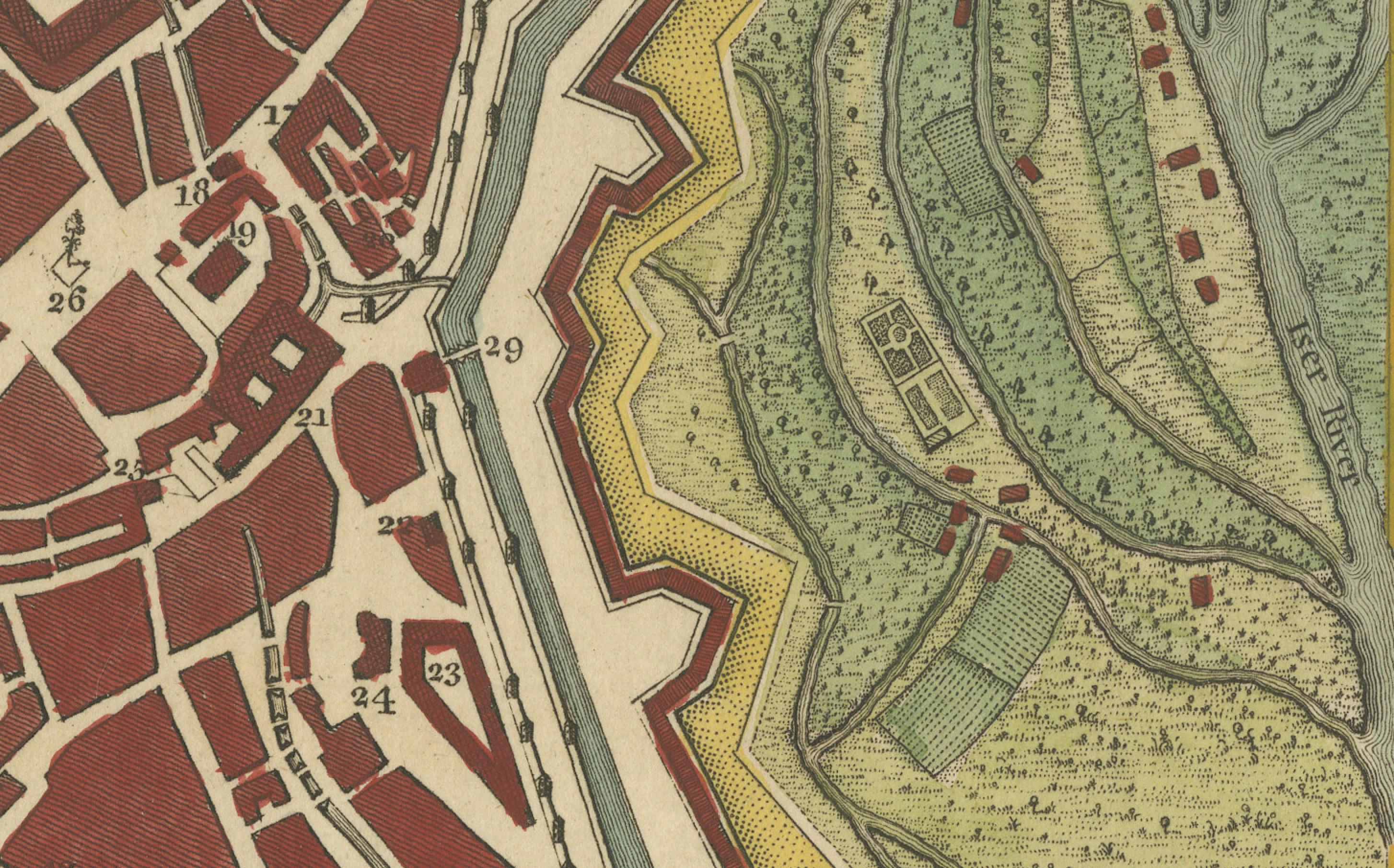 Mapa original antiguo de Munich, Alemania, por J. Stockdale, 1800 Papel en venta