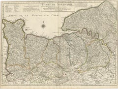 Original Antique Map of Normandy, France