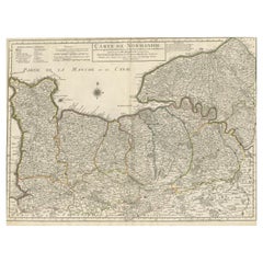 Carte ancienne originale de la Normandie, France