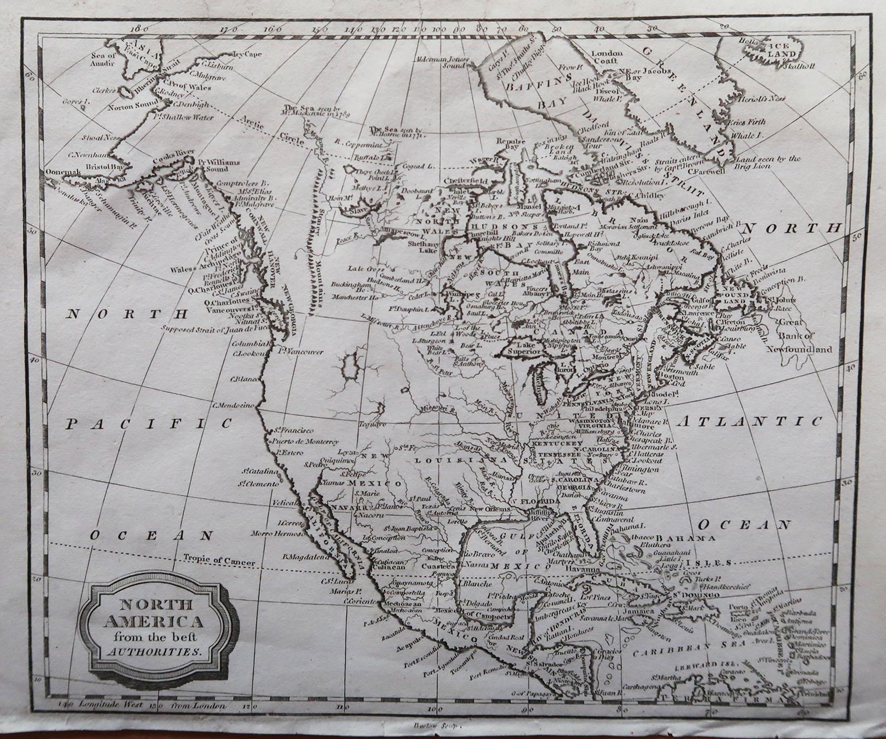 Great map of North America

Copper-plate engraving by Barlow

Published by Brightly & Kinnersly, Bungay, Suffolk. 1806

Unframed.

Repairs to a minor edge tears on top edge.