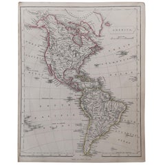 Original Antique Map of North and South America by Becker, circa 1840